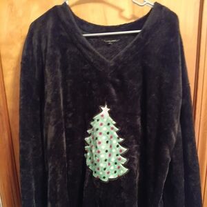 Just Love Black Sweater with Christmas Tree Design